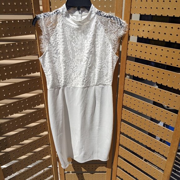 Dresses & Skirts - Off-White Lace Overlay Dress Sz L